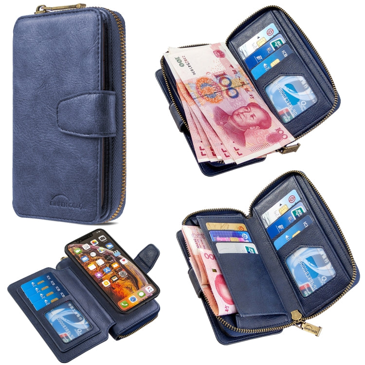 For iPhone XS Max Detachable Multifunctional Horizontal Flip Leather Case with Card Slots & Zipper Wallet & Photo Frame