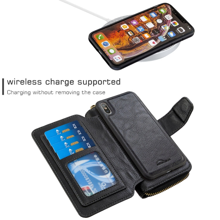 For iPhone XS Max Detachable Multifunctional Horizontal Flip Leather Case with Card Slots & Zipper Wallet & Photo Frame