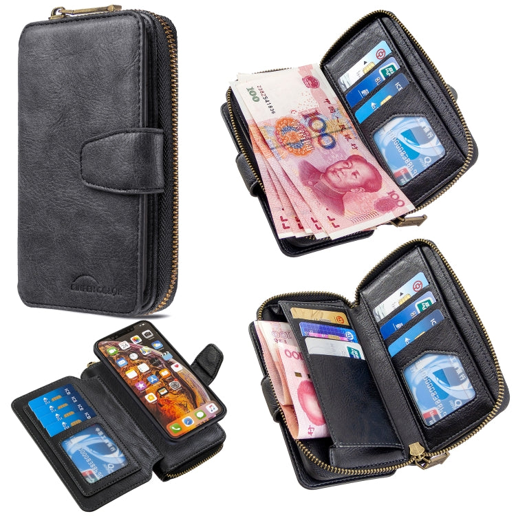 For iPhone XS Max Detachable Multifunctional Horizontal Flip Leather Case with Card Slots & Zipper Wallet & Photo Frame