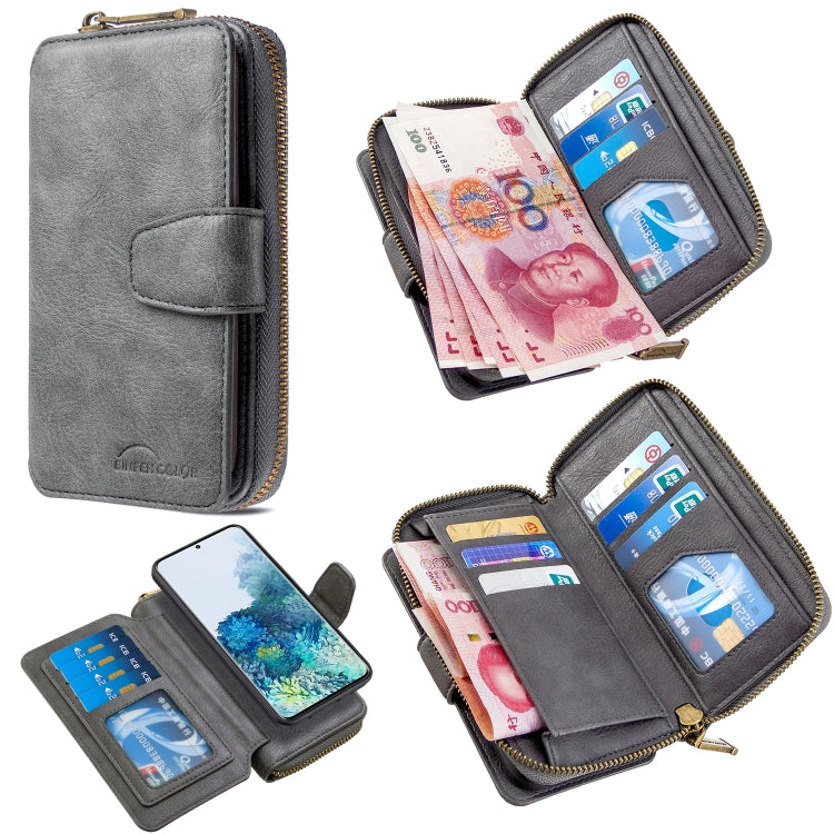 For Galaxy A10 / M10 Detachable Multifunctional Horizontal Flip Leather Case with Card Slots & Zipper Wallet & Photo Frame