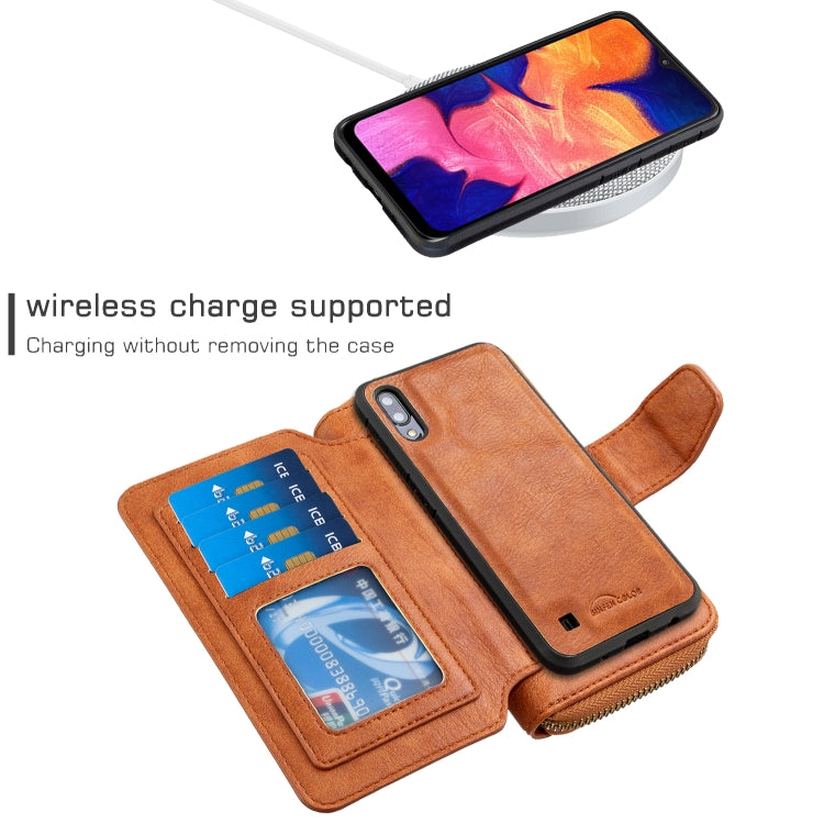 For Galaxy A10 / M10 Detachable Multifunctional Horizontal Flip Leather Case with Card Slots & Zipper Wallet & Photo Frame