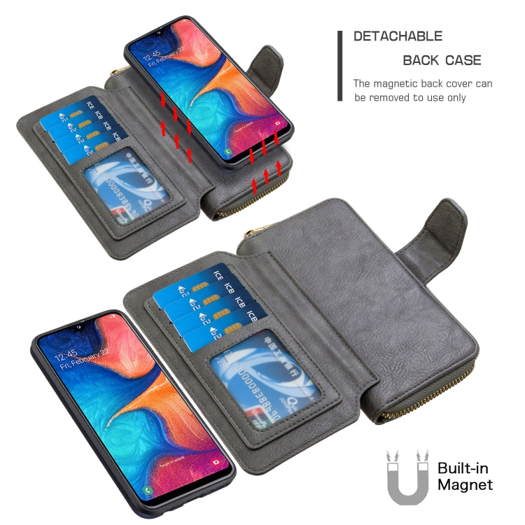For Galaxy A10e / A20e Detachable Multifunctional Horizontal Flip Leather Case with Card Slots & Zipper Wallet & Photo Frame