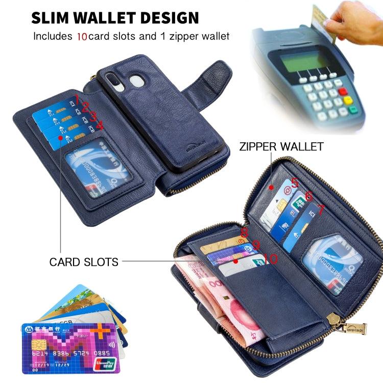 For Galaxy A10e / A20e Detachable Multifunctional Horizontal Flip Leather Case with Card Slots & Zipper Wallet & Photo Frame