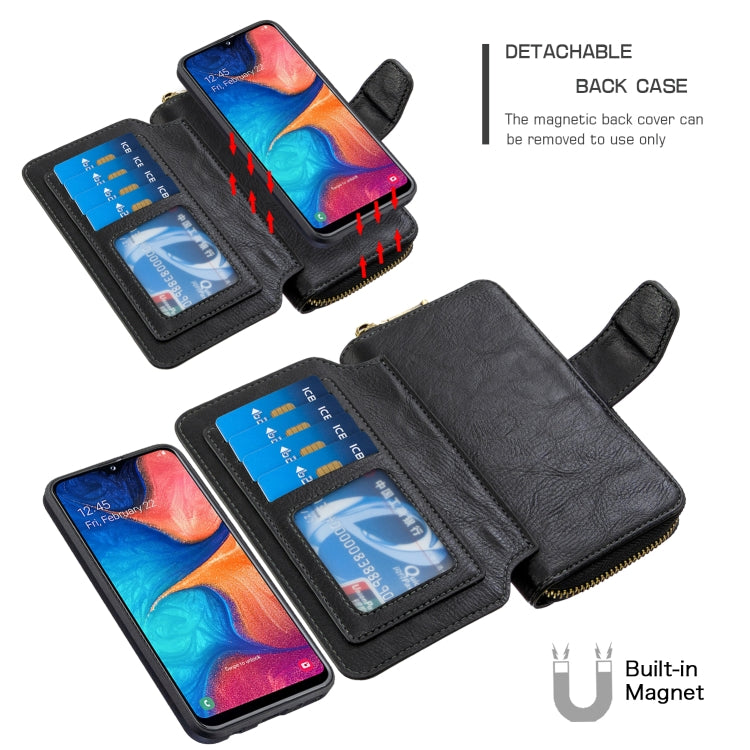 For Galaxy A10e / A20e Detachable Multifunctional Horizontal Flip Leather Case with Card Slots & Zipper Wallet & Photo Frame