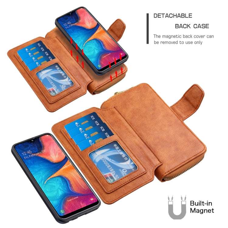 For Galaxy A10e / A20e Detachable Multifunctional Horizontal Flip Leather Case with Card Slots & Zipper Wallet & Photo Frame
