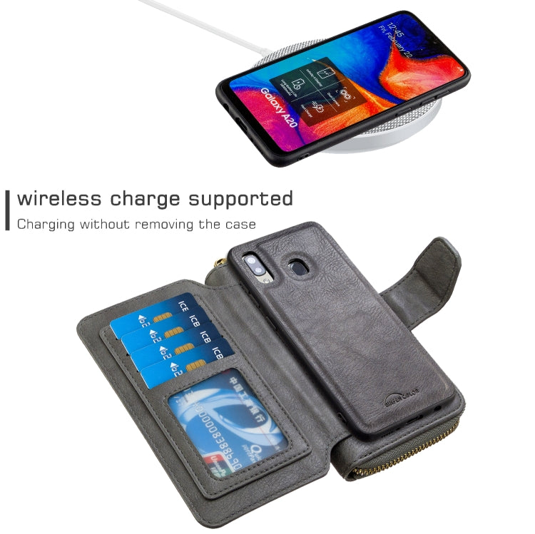 For Galaxy A20 / A30 Detachable Multifunctional Horizontal Flip Leather Case with Card Slots & Zipper Wallet & Photo Frame