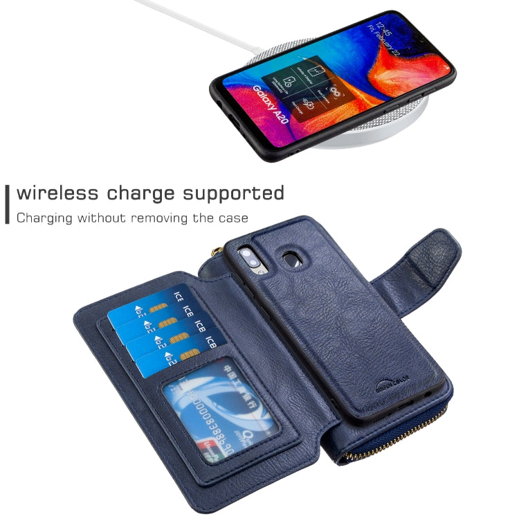 For Galaxy A20 / A30 Detachable Multifunctional Horizontal Flip Leather Case with Card Slots & Zipper Wallet & Photo Frame