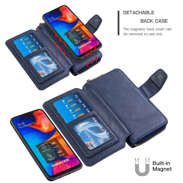 For Galaxy A20 / A30 Detachable Multifunctional Horizontal Flip Leather Case with Card Slots & Zipper Wallet & Photo Frame
