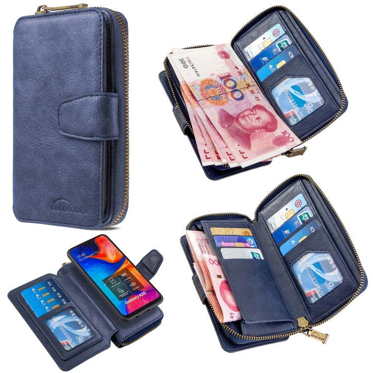 For Galaxy A20 / A30 Detachable Multifunctional Horizontal Flip Leather Case with Card Slots & Zipper Wallet & Photo Frame
