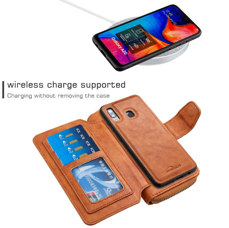 For Galaxy A20 / A30 Detachable Multifunctional Horizontal Flip Leather Case with Card Slots & Zipper Wallet & Photo Frame