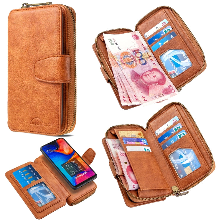 For Galaxy A20 / A30 Detachable Multifunctional Horizontal Flip Leather Case with Card Slots & Zipper Wallet & Photo Frame
