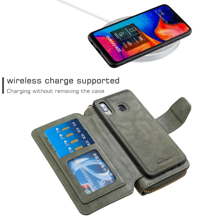 For Galaxy A20 / A30 Detachable Multifunctional Horizontal Flip Leather Case with Card Slots & Zipper Wallet & Photo Frame