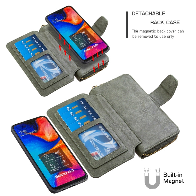 For Galaxy A20 / A30 Detachable Multifunctional Horizontal Flip Leather Case with Card Slots & Zipper Wallet & Photo Frame