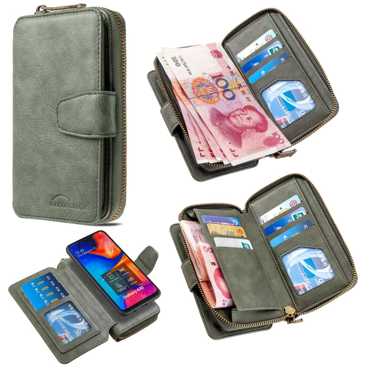 For Galaxy A20 / A30 Detachable Multifunctional Horizontal Flip Leather Case with Card Slots & Zipper Wallet & Photo Frame