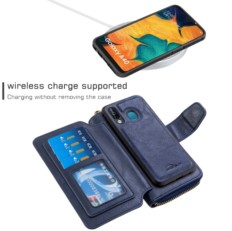 For Galaxy A40 Detachable Multifunctional Horizontal Flip Leather Case with Card Slots & Zipper Wallet & Photo Frame