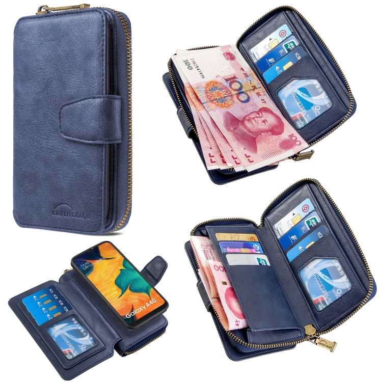 For Galaxy A40 Detachable Multifunctional Horizontal Flip Leather Case with Card Slots & Zipper Wallet & Photo Frame