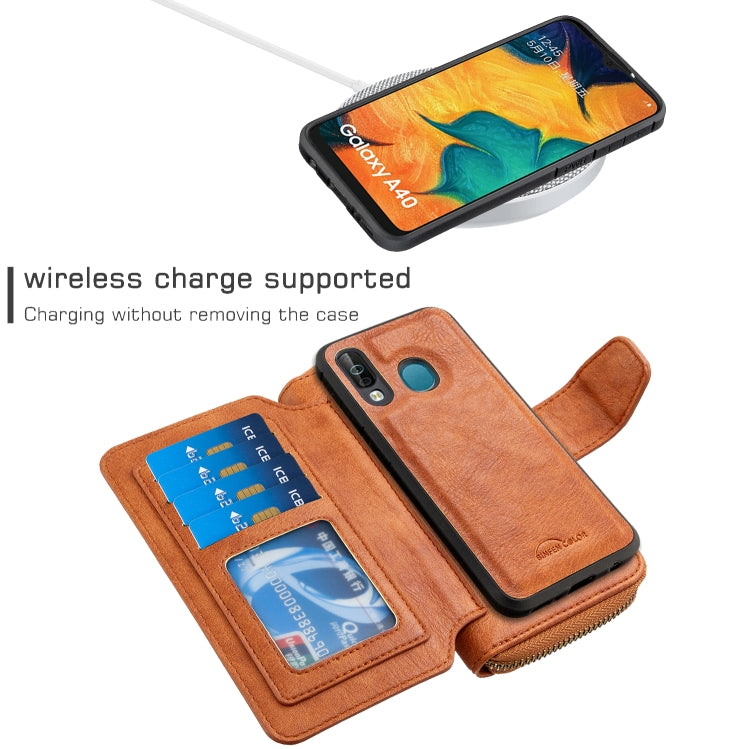 For Galaxy A40 Detachable Multifunctional Horizontal Flip Leather Case with Card Slots & Zipper Wallet & Photo Frame