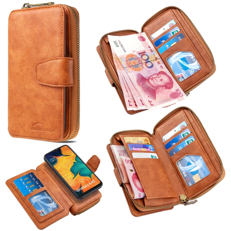For Galaxy A40 Detachable Multifunctional Horizontal Flip Leather Case with Card Slots & Zipper Wallet & Photo Frame