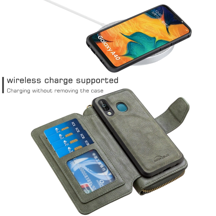 For Galaxy A40 Detachable Multifunctional Horizontal Flip Leather Case with Card Slots & Zipper Wallet & Photo Frame