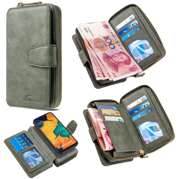 For Galaxy A40 Detachable Multifunctional Horizontal Flip Leather Case with Card Slots & Zipper Wallet & Photo Frame