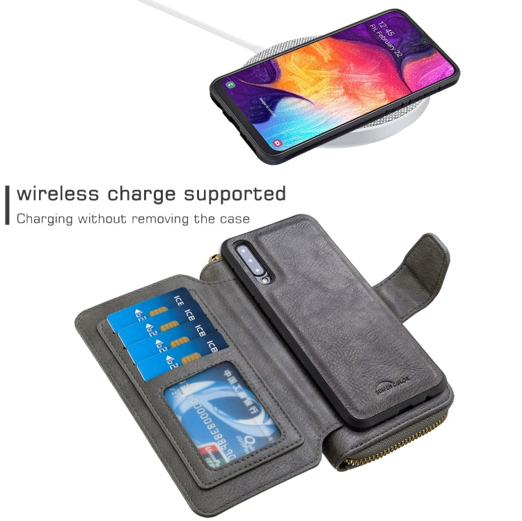 For Galaxy A50 Detachable Multifunctional Horizontal Flip Leather Case with Card Slots & Zipper Wallet & Photo Frame
