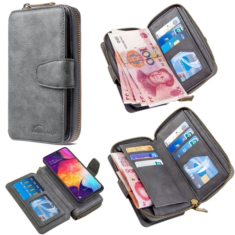 For Galaxy A50 Detachable Multifunctional Horizontal Flip Leather Case with Card Slots & Zipper Wallet & Photo Frame
