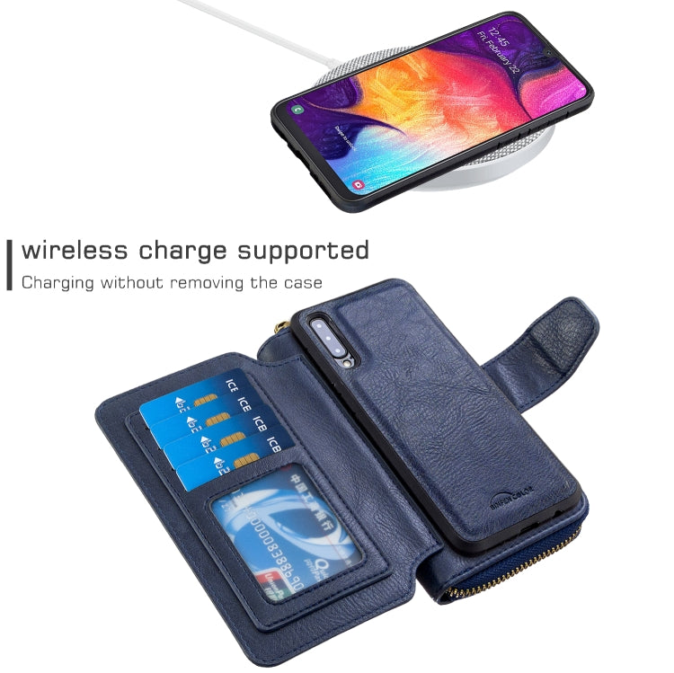 For Galaxy A50 Detachable Multifunctional Horizontal Flip Leather Case with Card Slots & Zipper Wallet & Photo Frame