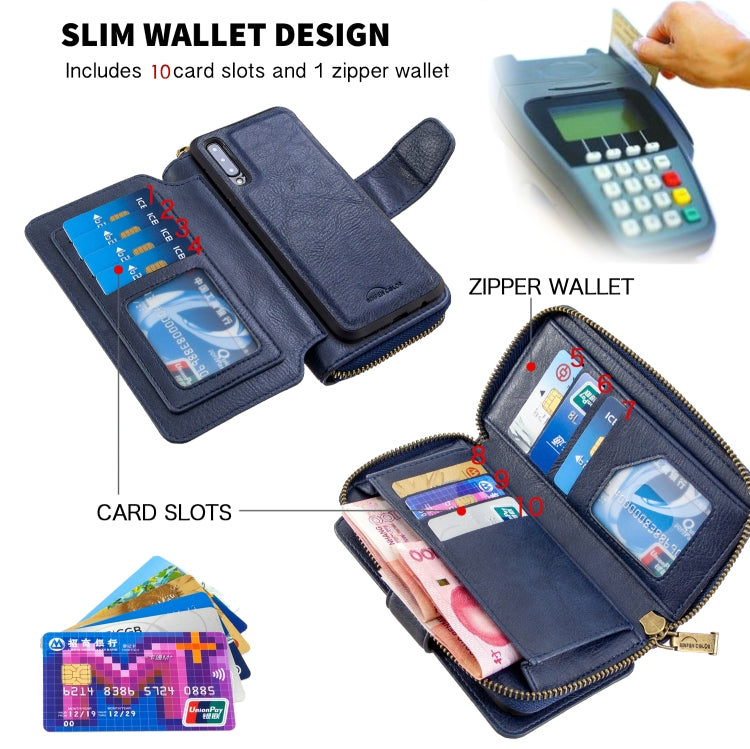 For Galaxy A50 Detachable Multifunctional Horizontal Flip Leather Case with Card Slots & Zipper Wallet & Photo Frame