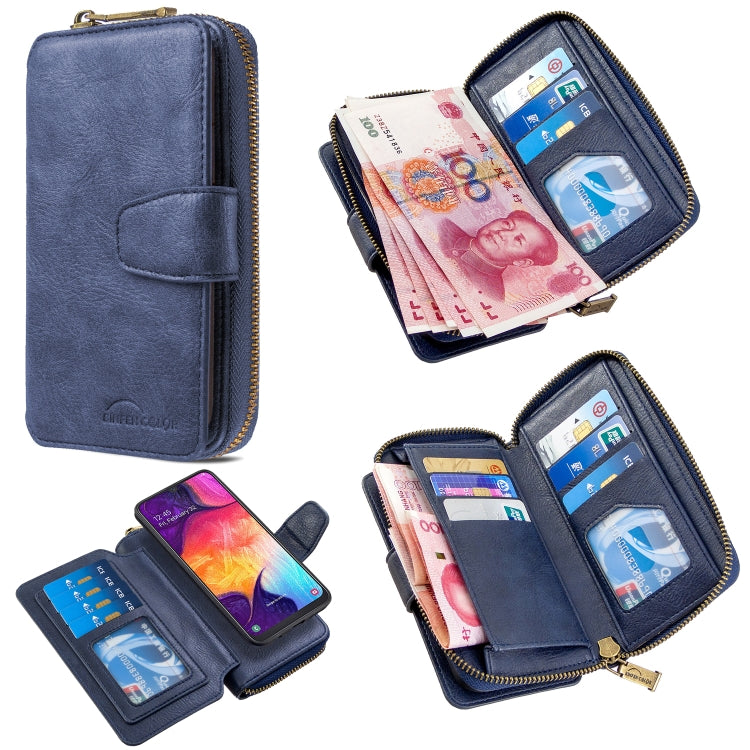 For Galaxy A50 Detachable Multifunctional Horizontal Flip Leather Case with Card Slots & Zipper Wallet & Photo Frame