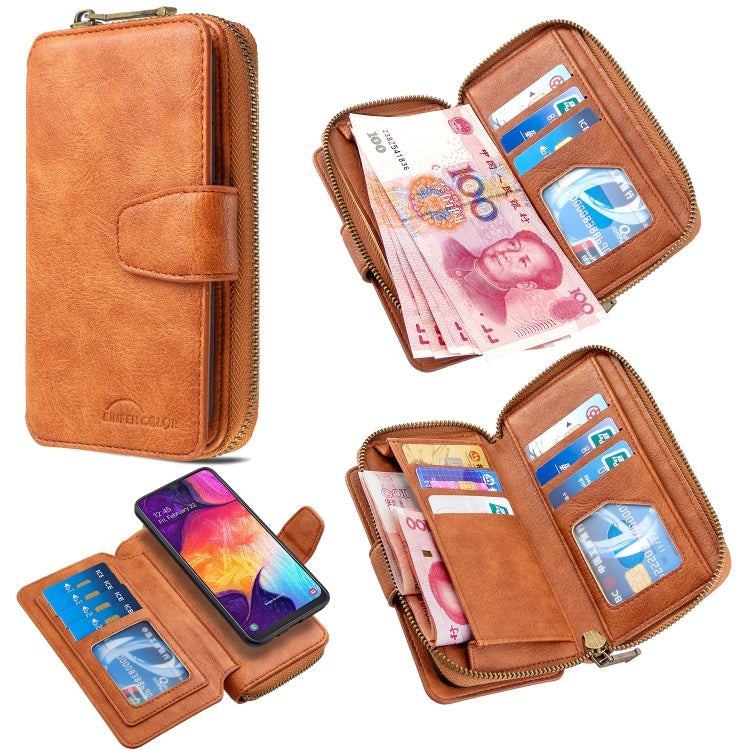 For Galaxy A50 Detachable Multifunctional Horizontal Flip Leather Case with Card Slots & Zipper Wallet & Photo Frame