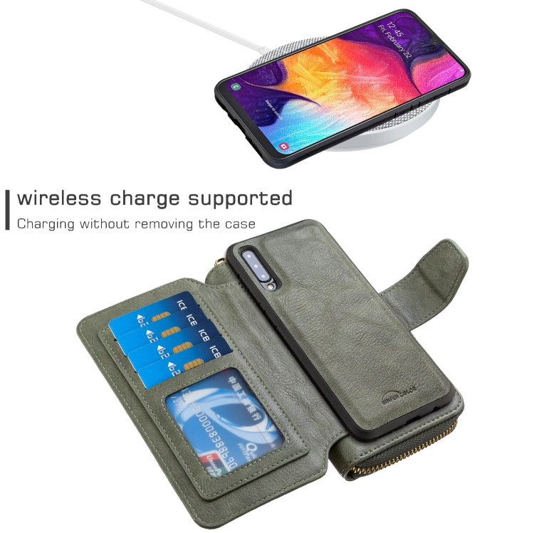 For Galaxy A50 Detachable Multifunctional Horizontal Flip Leather Case with Card Slots & Zipper Wallet & Photo Frame