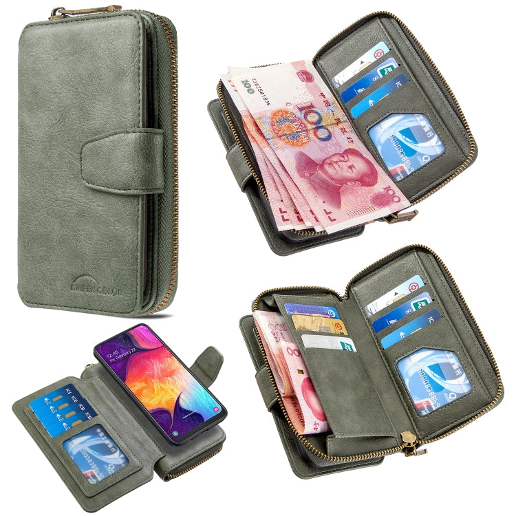 For Galaxy A50 Detachable Multifunctional Horizontal Flip Leather Case with Card Slots & Zipper Wallet & Photo Frame