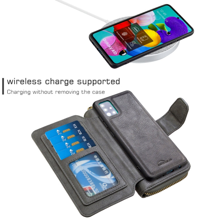 For Galaxy A51 Detachable Multifunctional Horizontal Flip Leather Case with Card Slots & Zipper Wallet & Photo Frame
