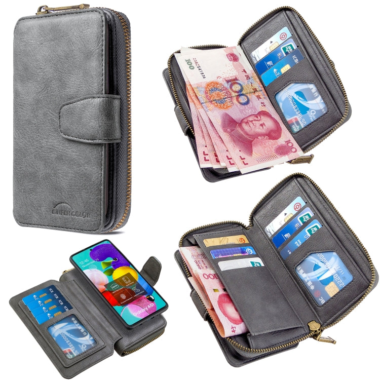 For Galaxy A51 Detachable Multifunctional Horizontal Flip Leather Case with Card Slots & Zipper Wallet & Photo Frame