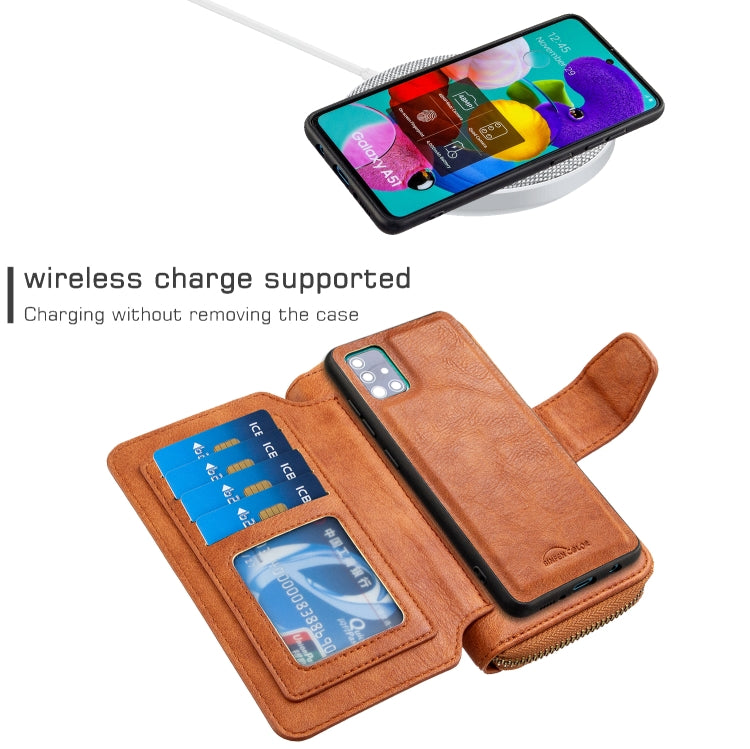 For Galaxy A51 Detachable Multifunctional Horizontal Flip Leather Case with Card Slots & Zipper Wallet & Photo Frame