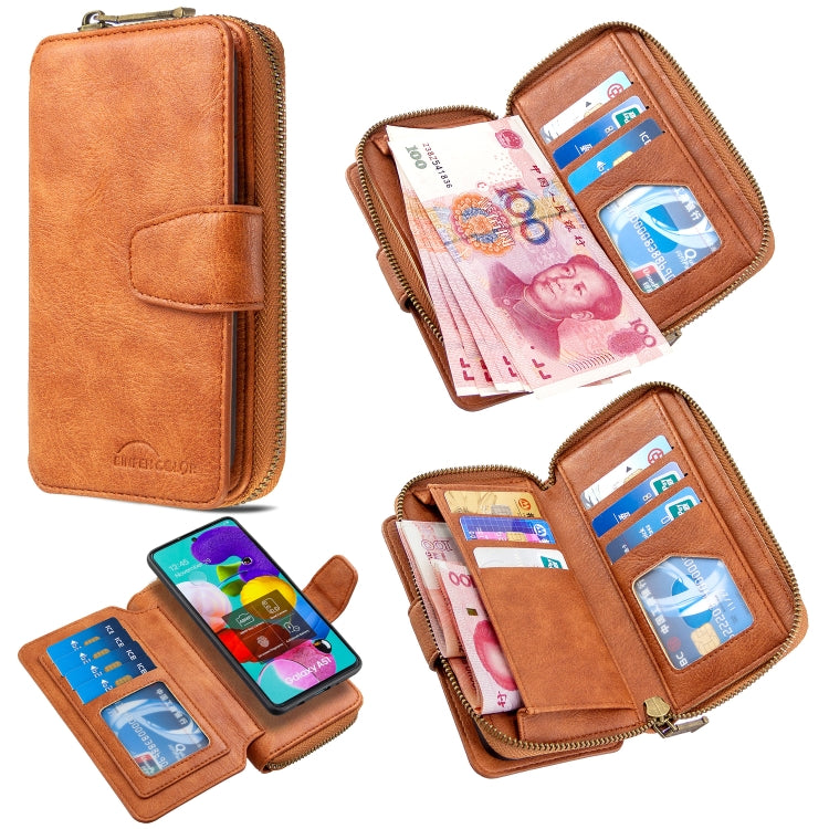 For Galaxy A51 Detachable Multifunctional Horizontal Flip Leather Case with Card Slots & Zipper Wallet & Photo Frame