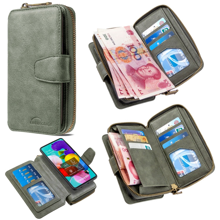 For Galaxy A51 Detachable Multifunctional Horizontal Flip Leather Case with Card Slots & Zipper Wallet & Photo Frame
