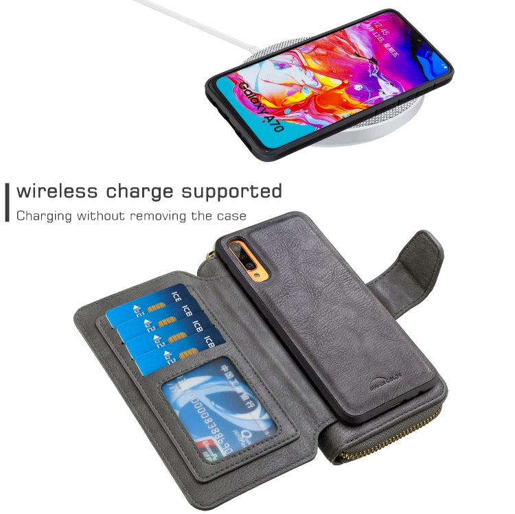 For Galaxy A70 Detachable Multifunctional Horizontal Flip Leather Case with Card Slots & Zipper Wallet & Photo Frame