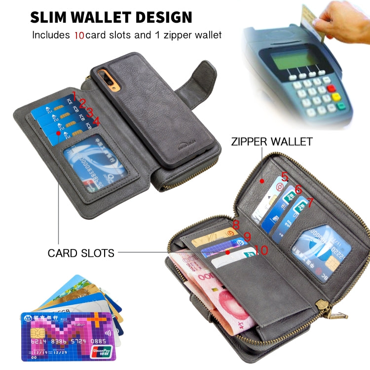 For Galaxy A70 Detachable Multifunctional Horizontal Flip Leather Case with Card Slots & Zipper Wallet & Photo Frame