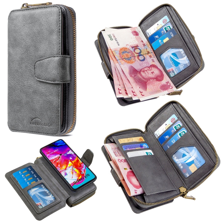 For Galaxy A70 Detachable Multifunctional Horizontal Flip Leather Case with Card Slots & Zipper Wallet & Photo Frame