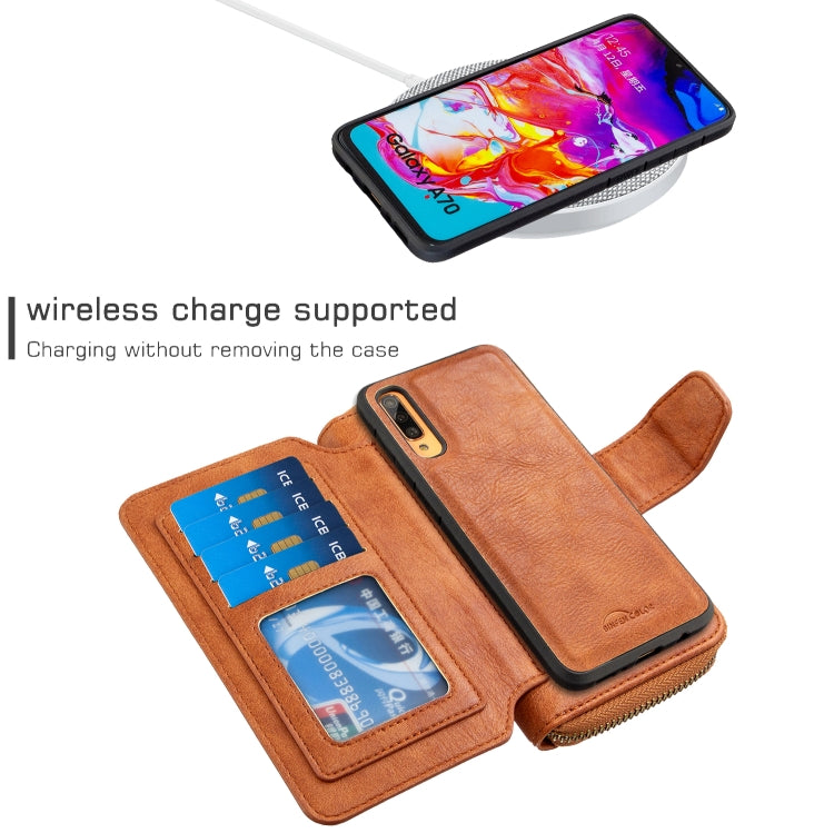 For Galaxy A70 Detachable Multifunctional Horizontal Flip Leather Case with Card Slots & Zipper Wallet & Photo Frame