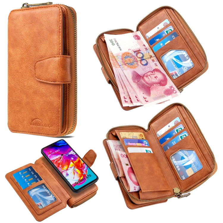 For Galaxy A70 Detachable Multifunctional Horizontal Flip Leather Case with Card Slots & Zipper Wallet & Photo Frame