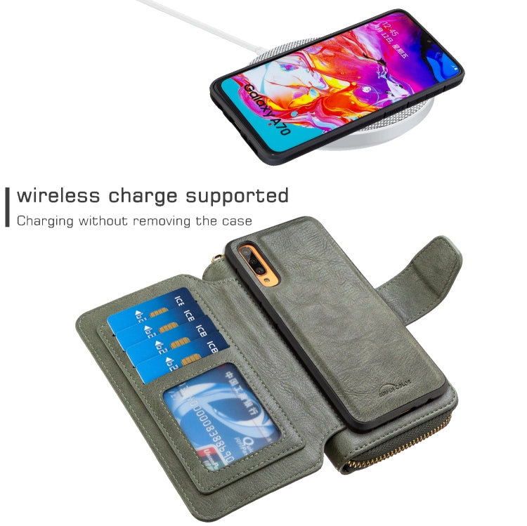 For Galaxy A70 Detachable Multifunctional Horizontal Flip Leather Case with Card Slots & Zipper Wallet & Photo Frame