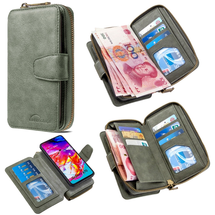 For Galaxy A70 Detachable Multifunctional Horizontal Flip Leather Case with Card Slots & Zipper Wallet & Photo Frame