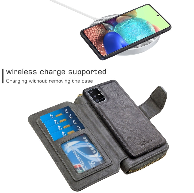 For Galaxy A71 Detachable Multifunctional Horizontal Flip Leather Case with Card Slots & Zipper Wallet & Photo Frame
