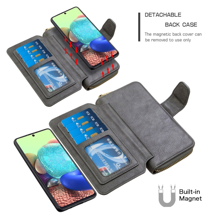 For Galaxy A71 Detachable Multifunctional Horizontal Flip Leather Case with Card Slots & Zipper Wallet & Photo Frame