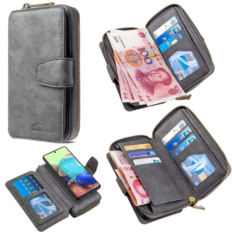 For Galaxy A71 Detachable Multifunctional Horizontal Flip Leather Case with Card Slots & Zipper Wallet & Photo Frame