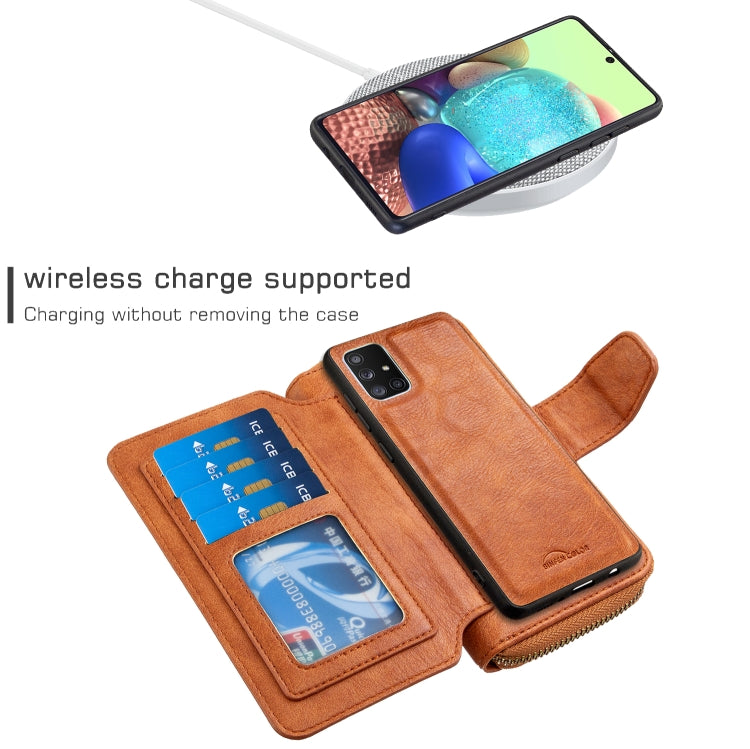 For Galaxy A71 Detachable Multifunctional Horizontal Flip Leather Case with Card Slots & Zipper Wallet & Photo Frame