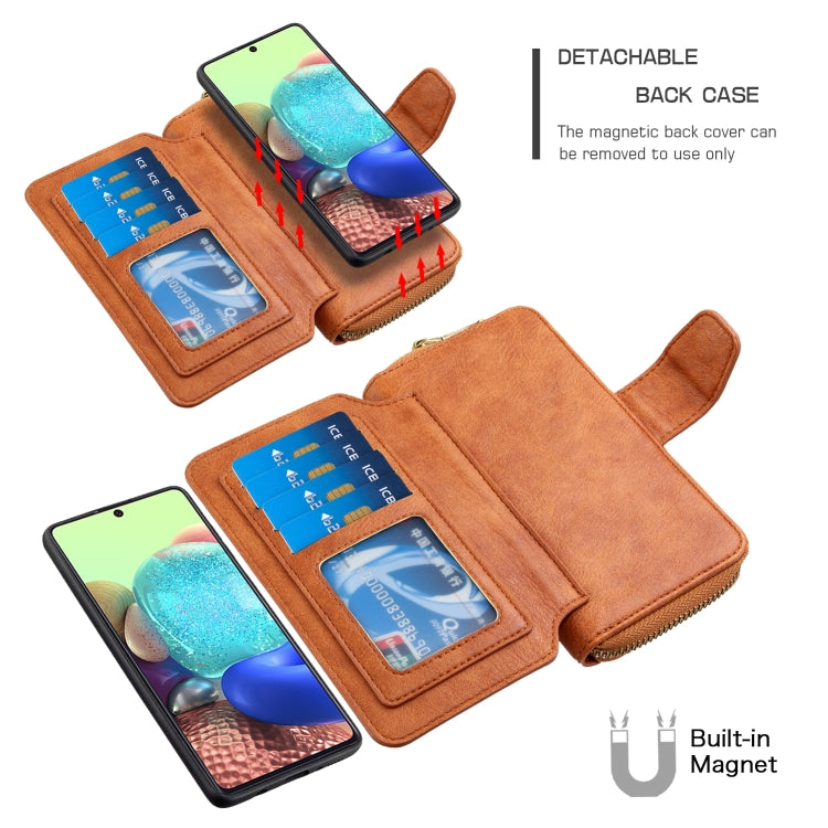 For Galaxy A71 Detachable Multifunctional Horizontal Flip Leather Case with Card Slots & Zipper Wallet & Photo Frame