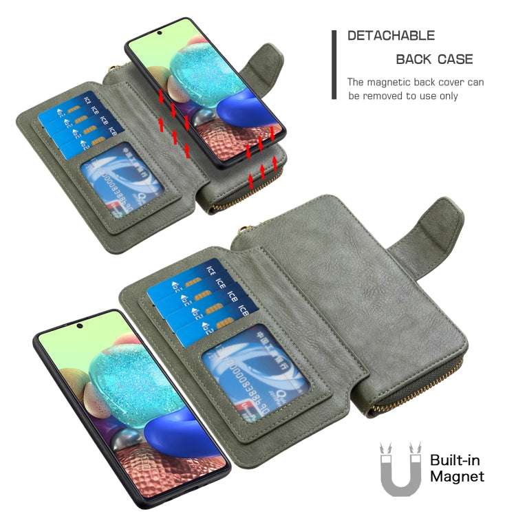 For Galaxy A71 Detachable Multifunctional Horizontal Flip Leather Case with Card Slots & Zipper Wallet & Photo Frame